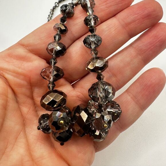 Stunning faceted black/dark gray crystal beaded necklace! - Picture 6 of 12